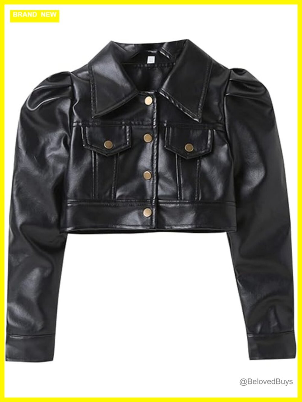 Toddler Girls PU Faux Leather Crop Jacket Long Sleeve Turn-Down Collar - Picture 1 of 7